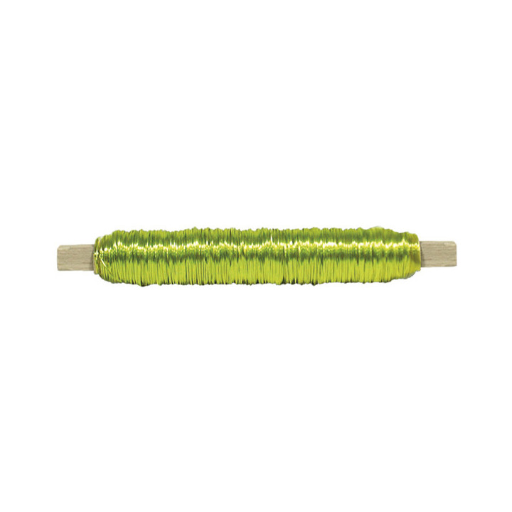 BOBINA ALAMBRE CON SOPORTE MADERA VERDE NEON1