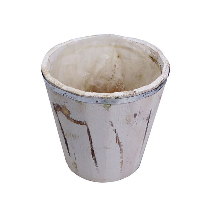 MACETA BLANCA TIRA METAL 19CM Ø17CM1