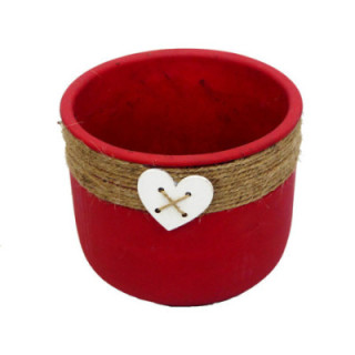 MACETA ROJA CUERDA CORAZON BLANCO 15CM Ø17CM1