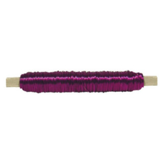 BOBINA ALAMBRE CON SOPORTE MADERA FUCSIA1