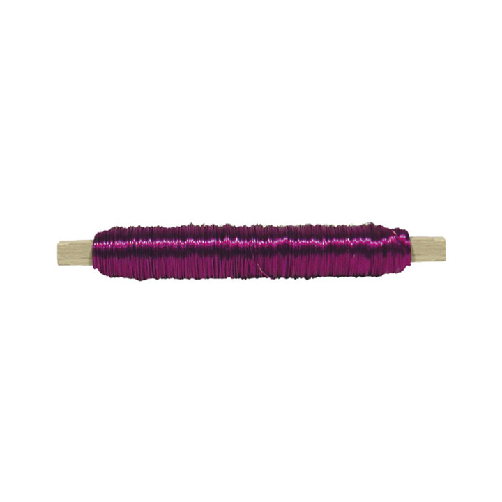 BOBINA ALAMBRE CON SOPORTE MADERA FUCSIA1