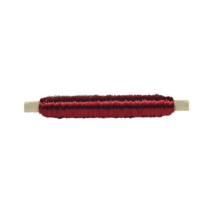 BOBINA ALAMBRE CON SOPORTE MADERA ROJO1