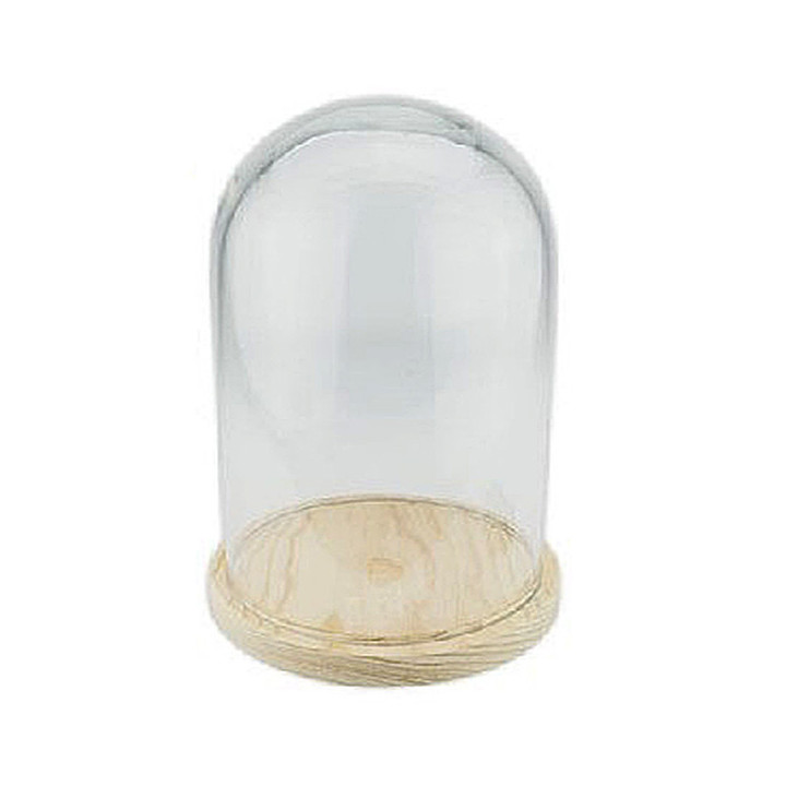 CUPULA DE CRISTAL BASE DE MADERA 15*30CM1