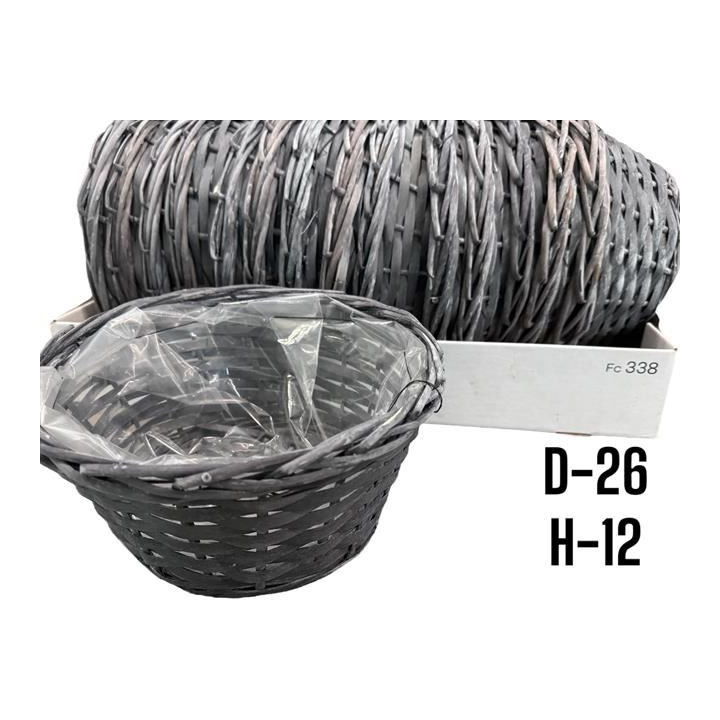 CESTA BAMBOE GRIS OSCURO Ø26xH121